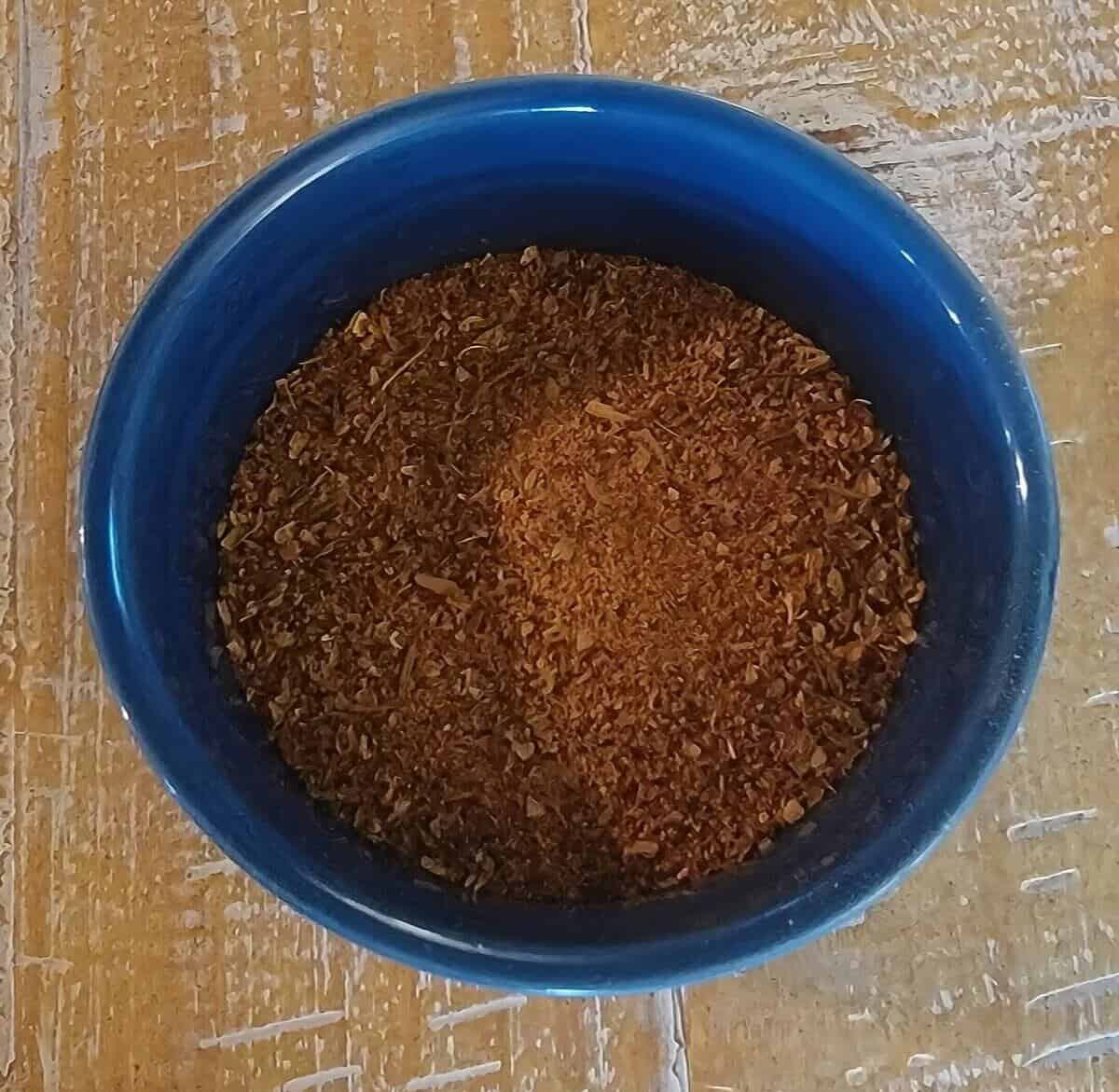 Blackening seasoning spice blend in a round ramekin
