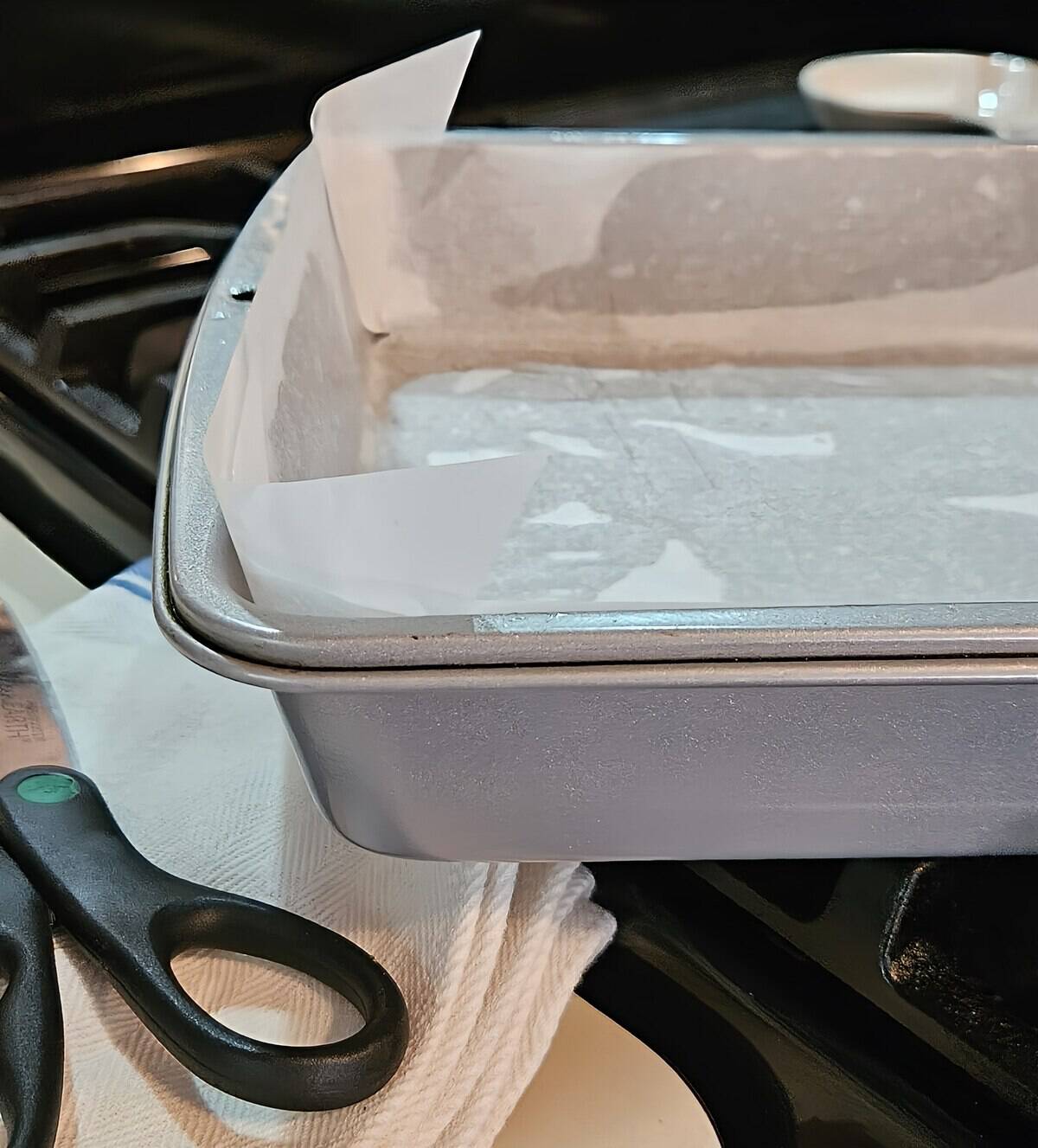 baking pan lined with paper