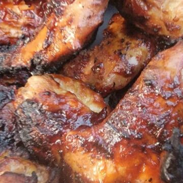 close up of finished barbecued chicken wings