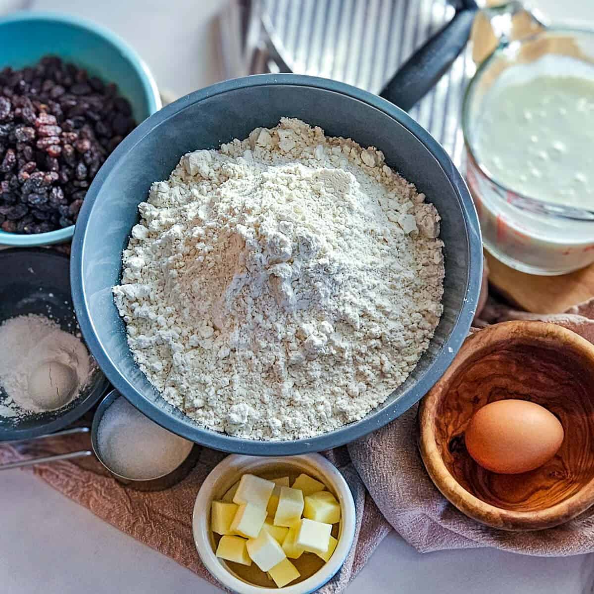 the ingredients for the gluten free Irish soda bread