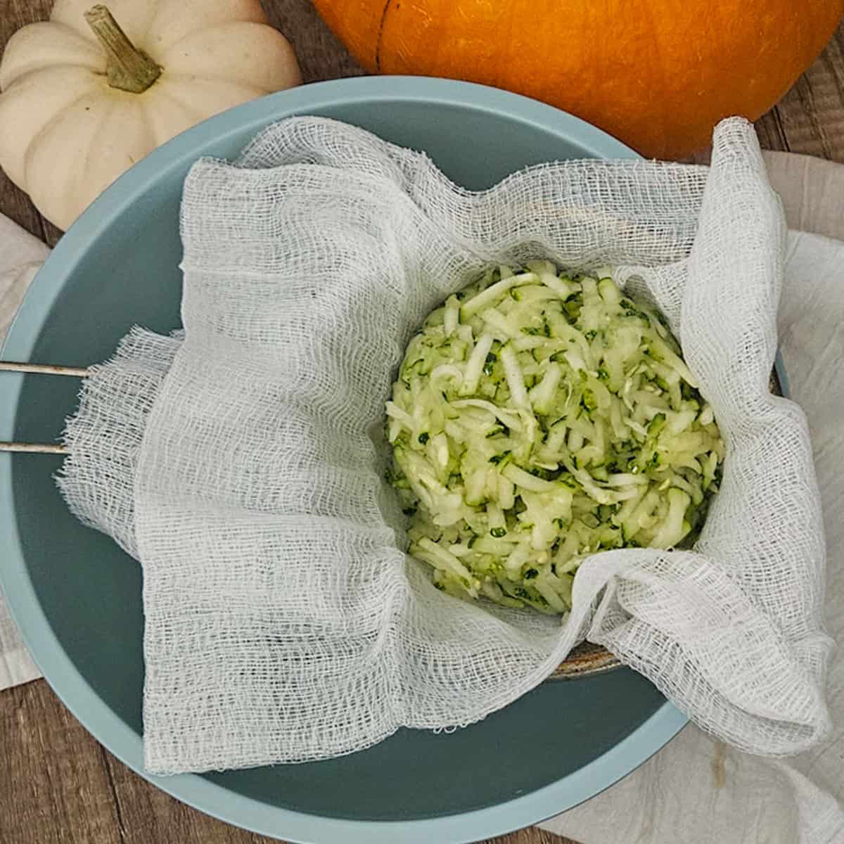 Freshly grated zucchini for fall recipes.