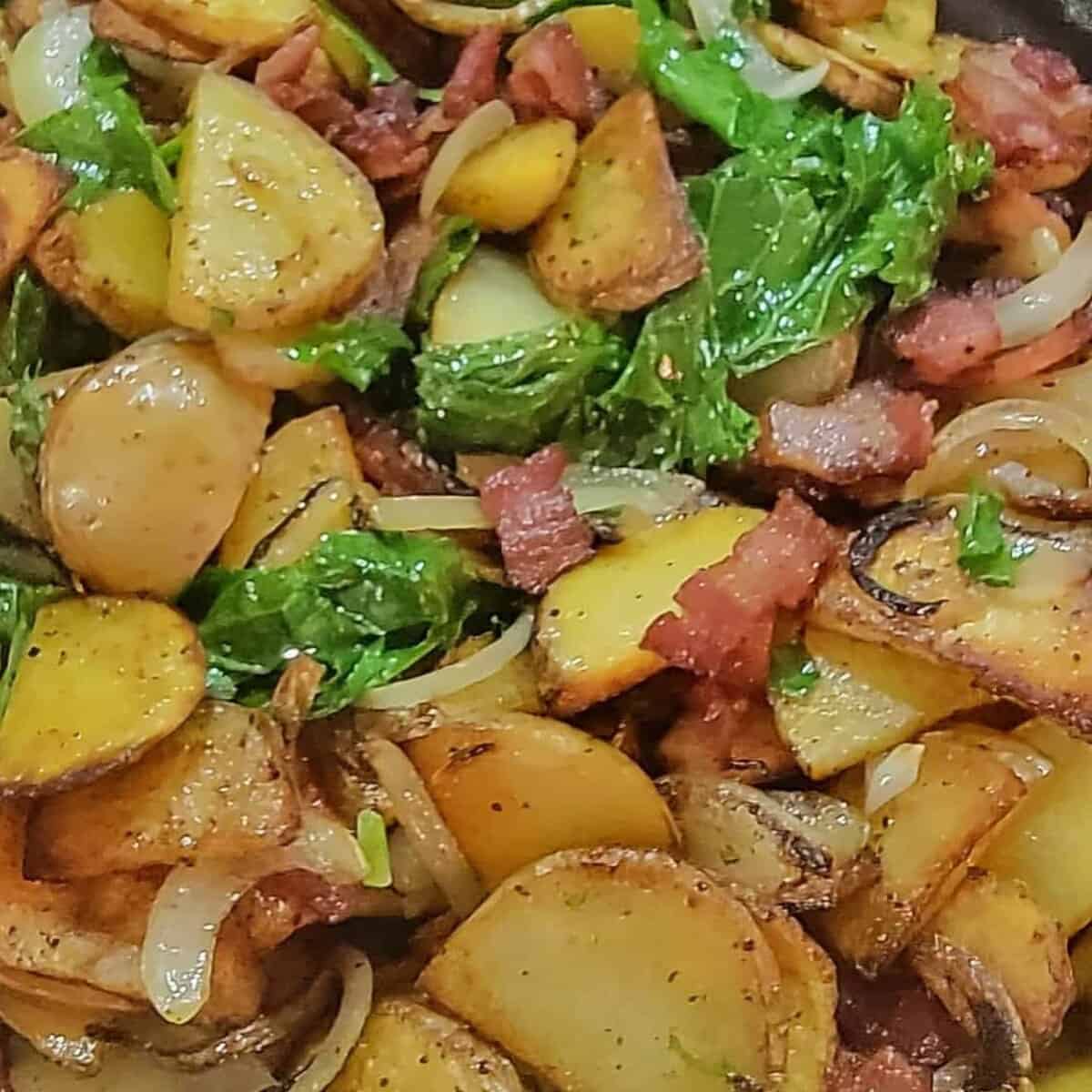 Yukon gold bacon and kale hash.